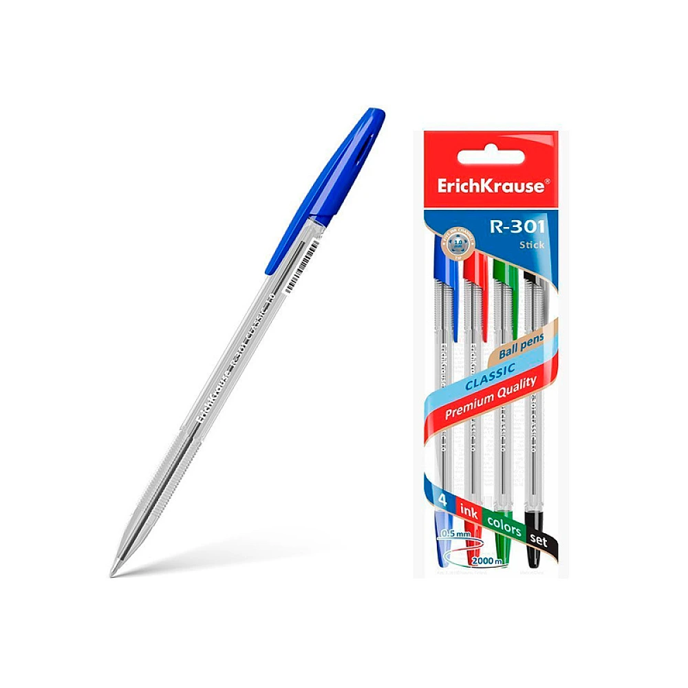 Set pixuri cu bila ErichKrause Classic, 4culori