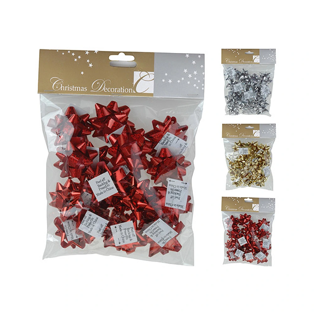 Set decoratiuni pentru cadou, 20 stele 4X2cm