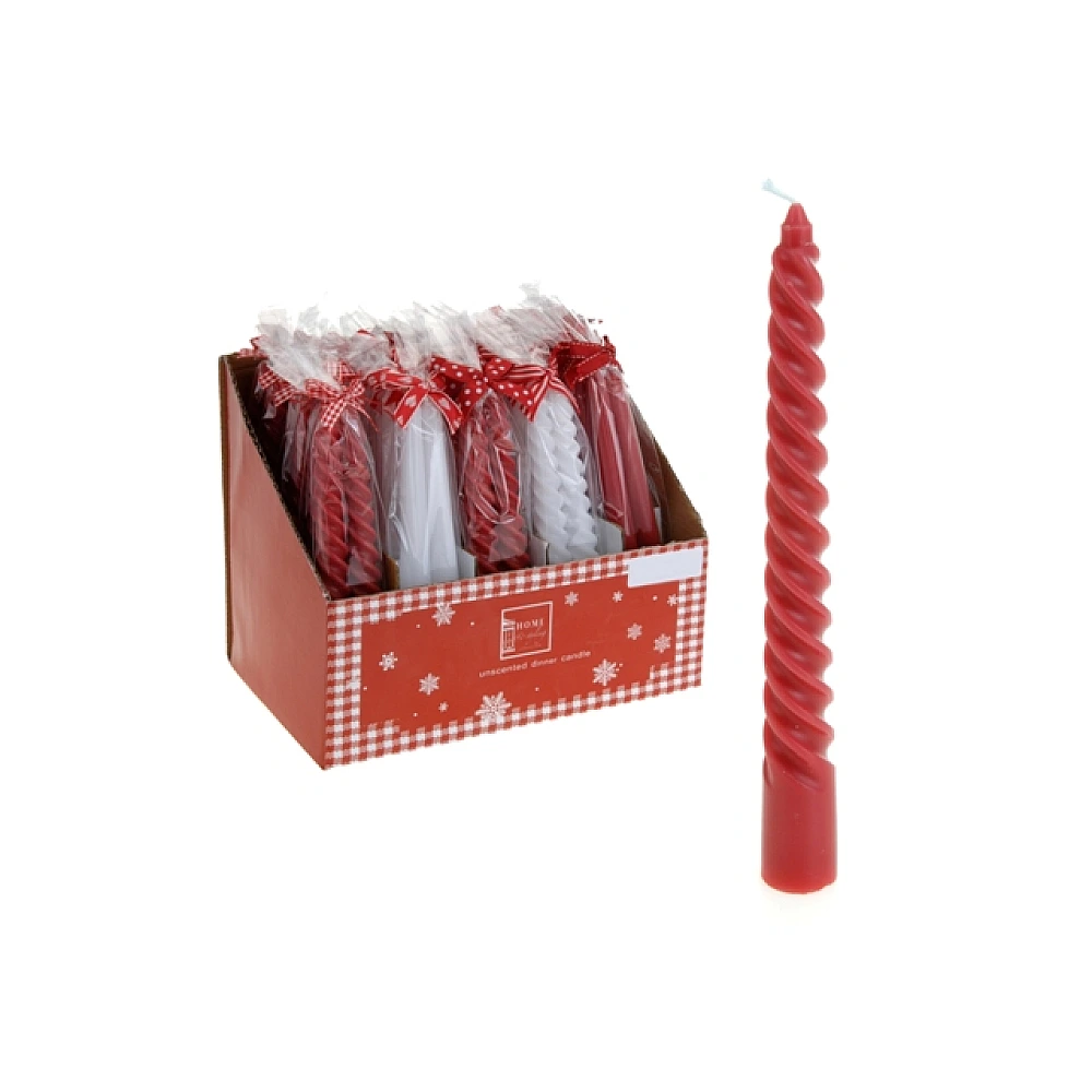 Set lumanari 2buc, 21cm, rosii/albe