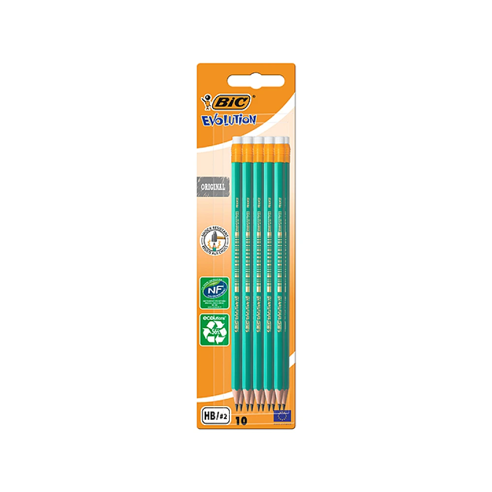 Set creioane grafit BIC ECO Evolution 10buc, cu radieră 