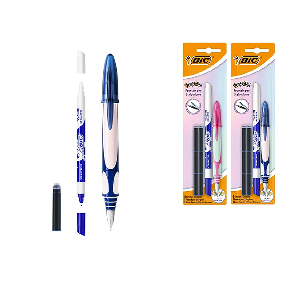 Set Easy Clic Bic: stilou, corector, 6 rezerve