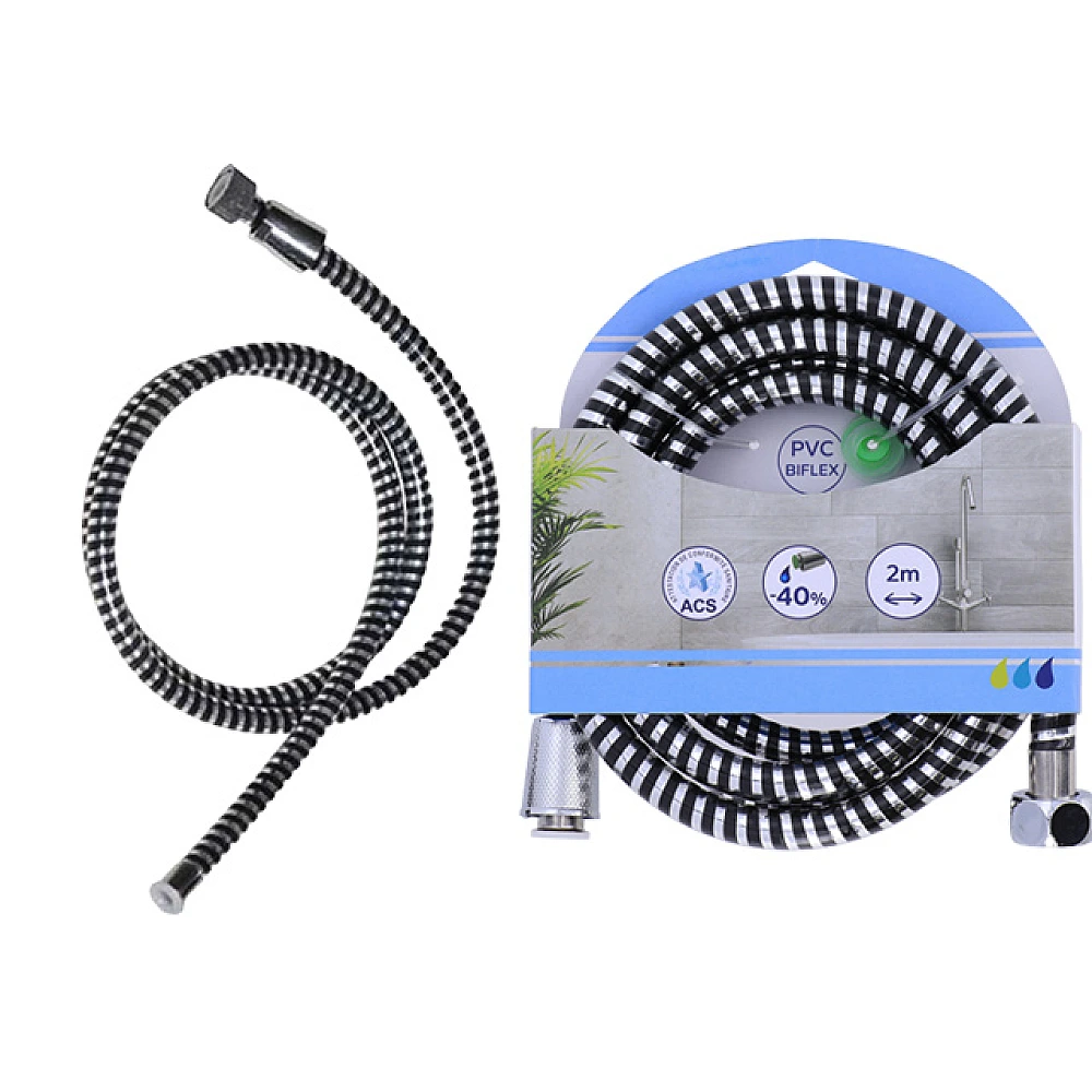 Furtun pentru dus Tendance 2m, argintiu-negru, PVC, (HYD205)