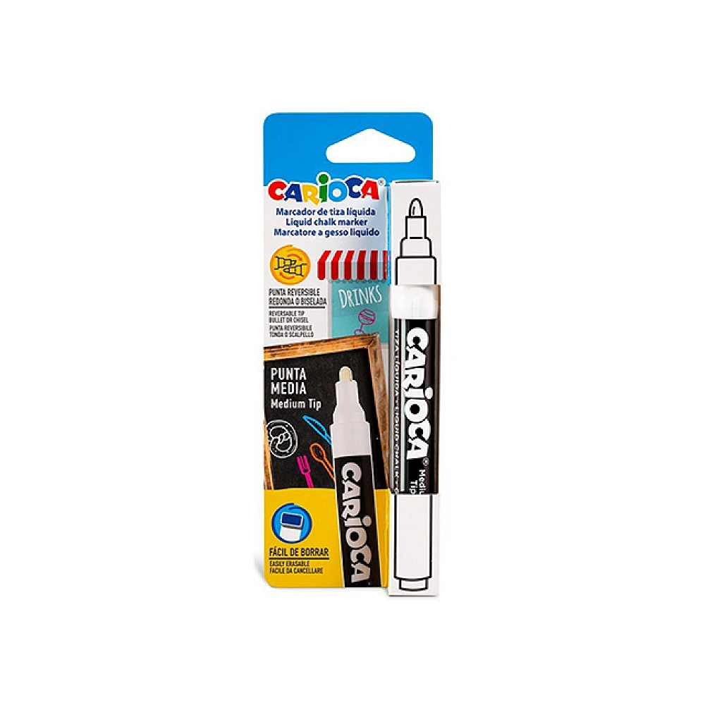 Marker pe baza de apa Carioca Chalk 1buc, alb, blister