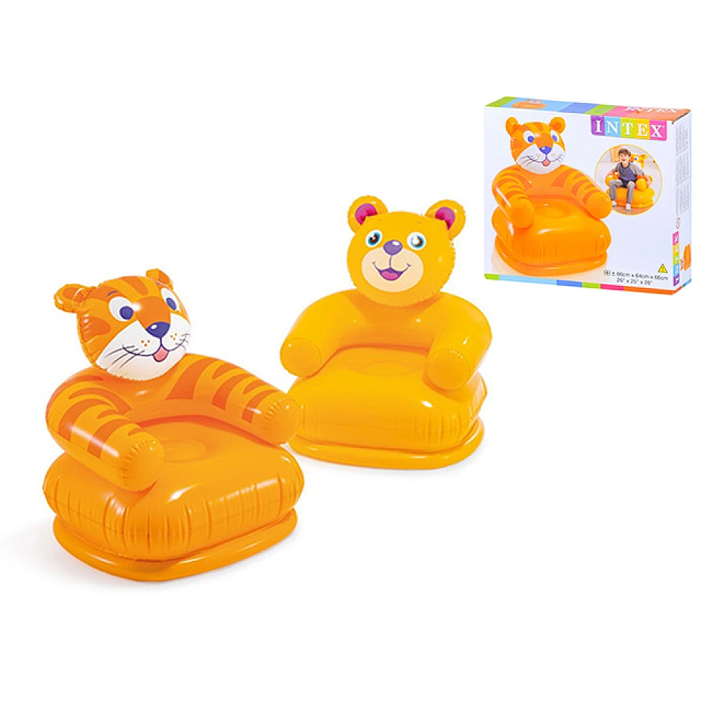 Scaun gonflabil HAPPY ANIMAL 65x64x79cm, 2 tipuri, 3-8 ani