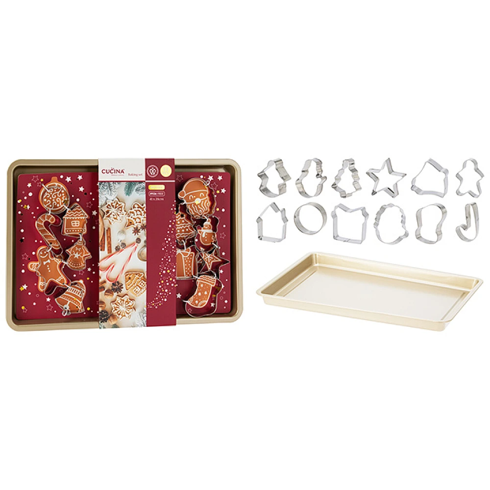 Set forme pentru biscuiti Cucina 12buc + tava 41X28X3 cm, metal