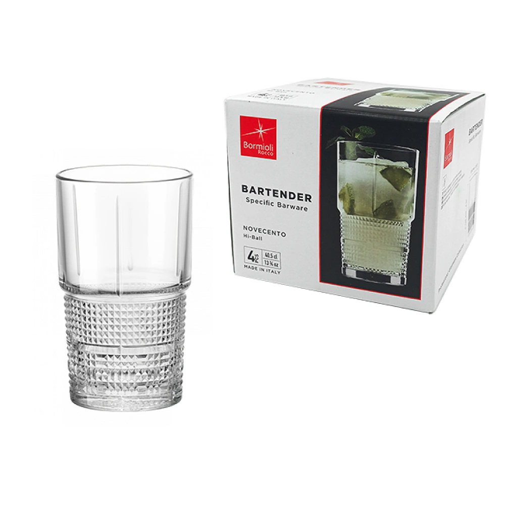 Set 4 pahare tip Tumbler Bartender, 405ml, inalte, cristal