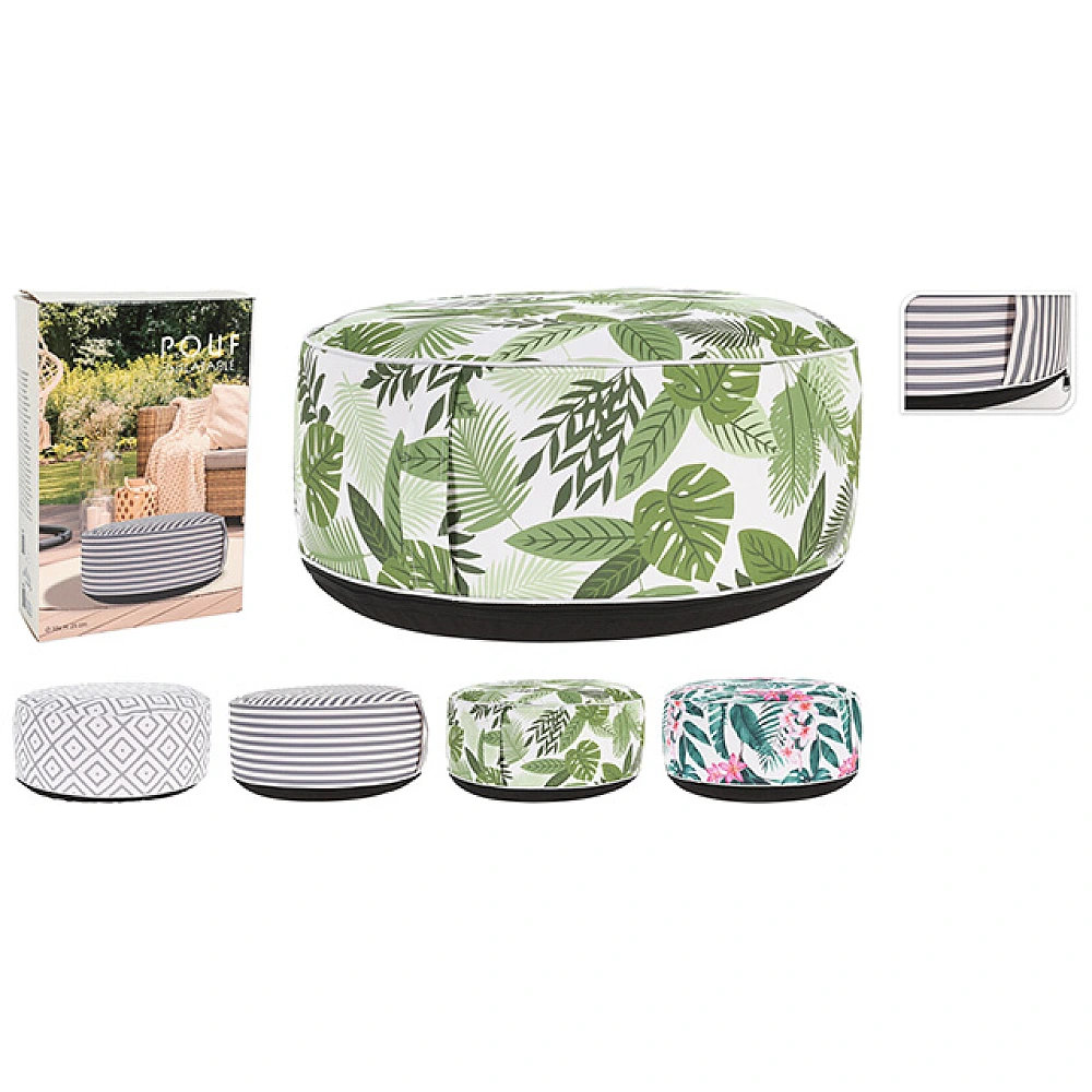 Puf gonflabil H&S, D55 cm, H25 cm, poliester, 4 desene