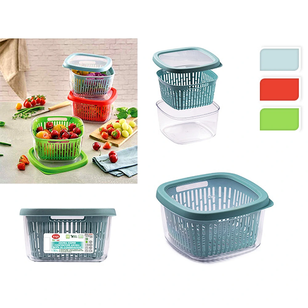 Container alimentar cu cos Aroma Keeper 1.5l, 17X17X10cm, 3culori