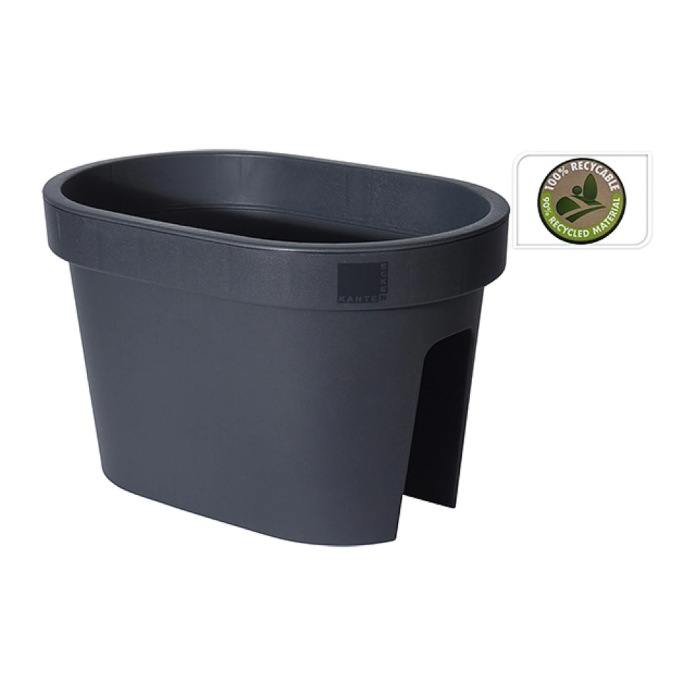 Ghiveci pentru flori cu decupaj pentru balustrada 40X26X24cm, negru