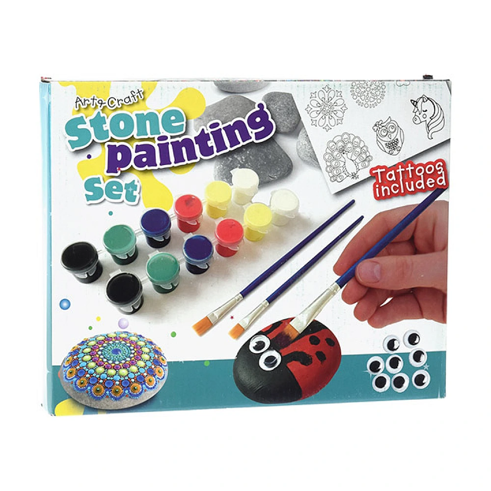 Set pentru pictura 12 vopsele, 2 pensule, 24 sabloane, paleta, burete