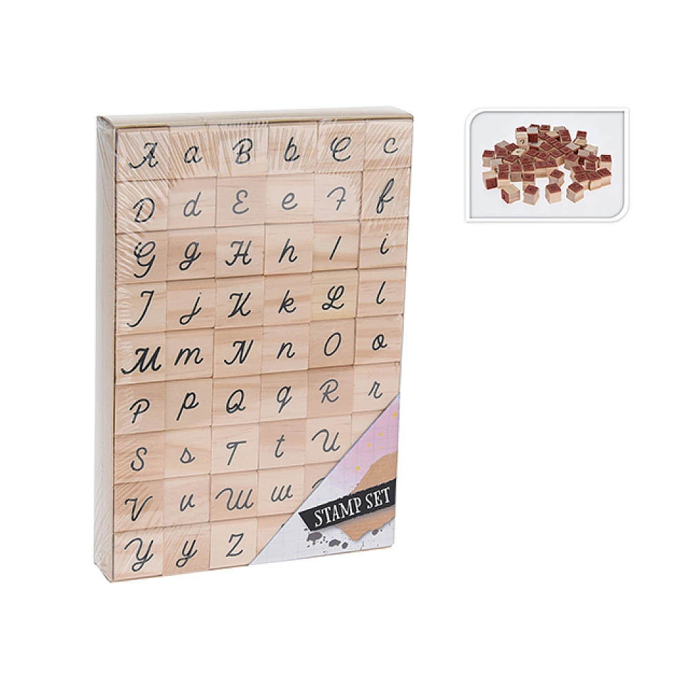 Set stampile Alfabet 54buc, lemn