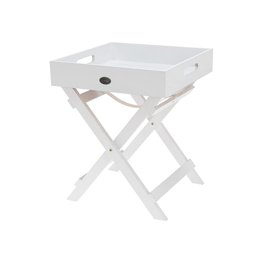 Masa de servire 30X30X36cm, alba, lemn, cu picioare pliabile