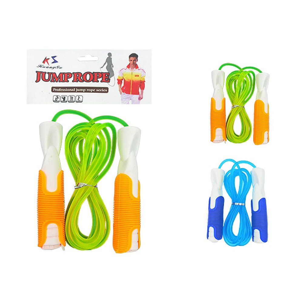 Coarda 2.6m cu manere din plastic neon
