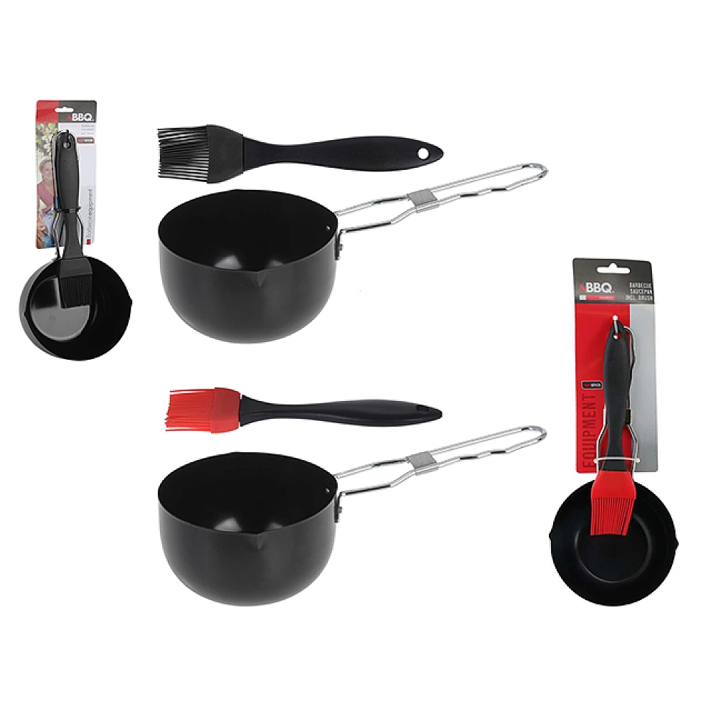 Set pentru sos BBQ 2buc: oala D11X6cm, perie 21cm