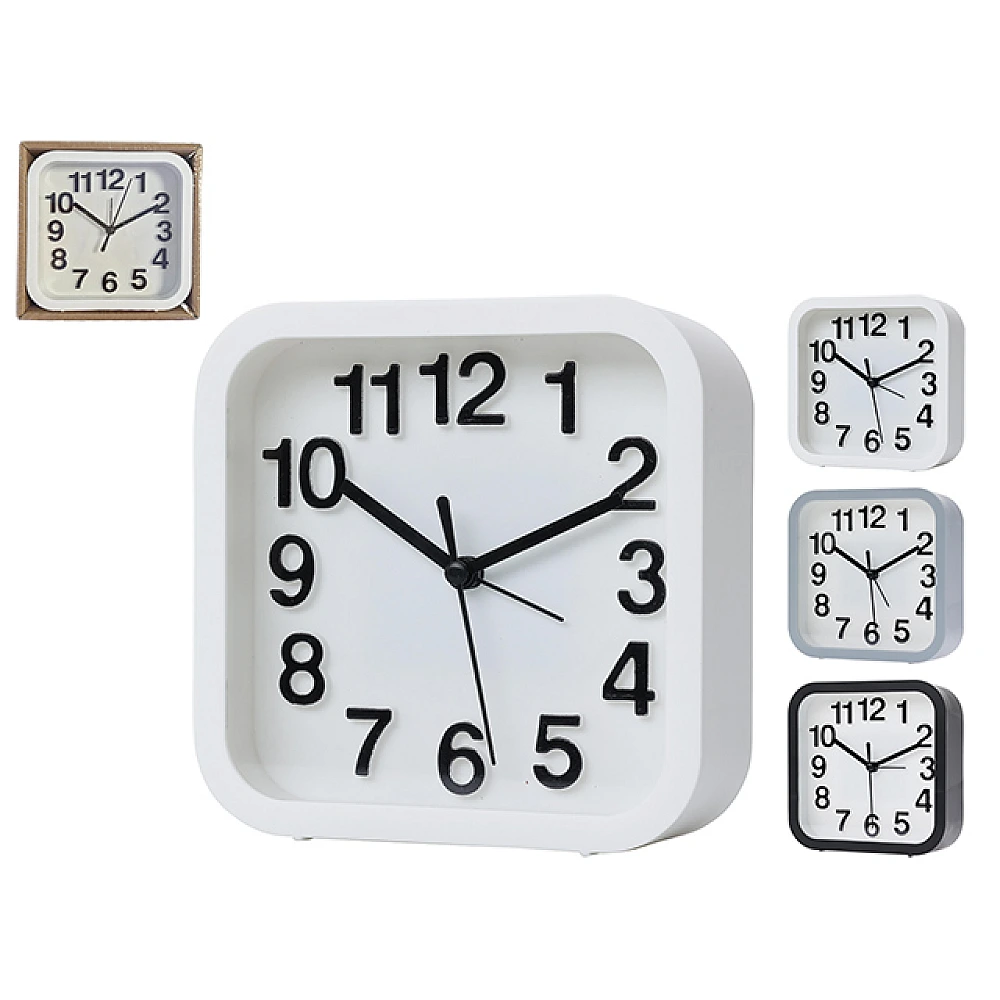 Ceas-desteptator 13.2X13.2cm, culoarea alb/negru