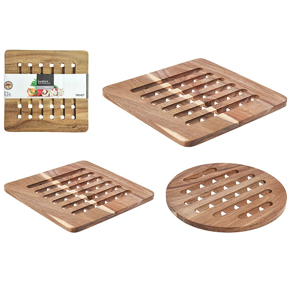 Suport pentru vase fierbinti EH 20X20X1 cm, lemn de salcam