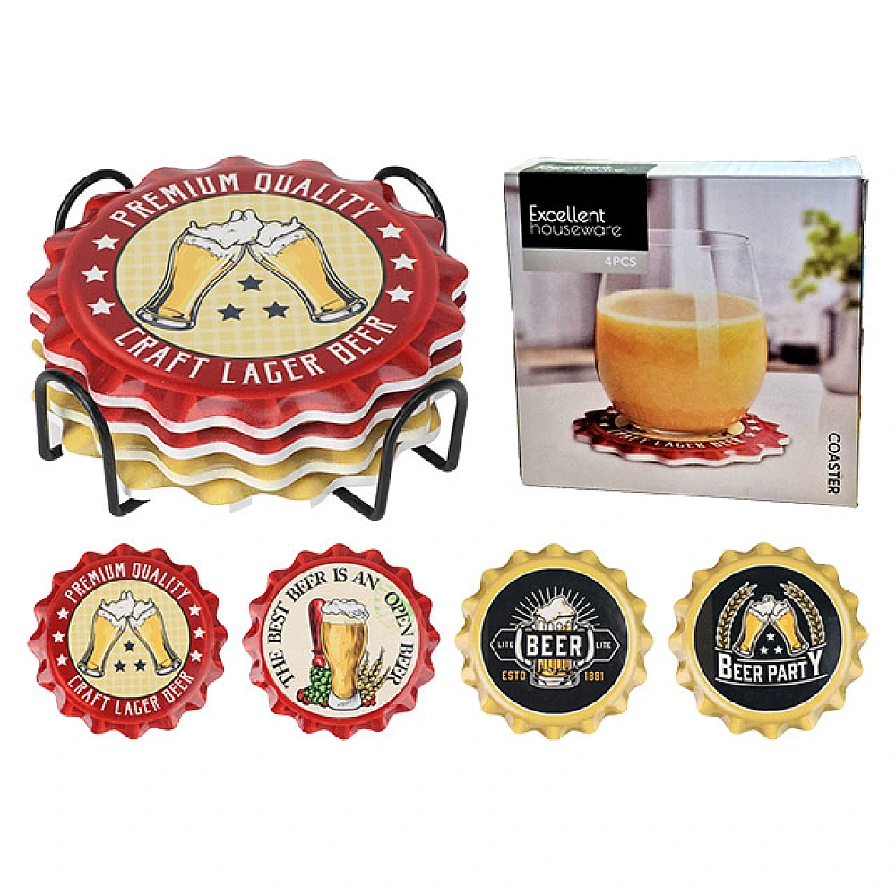 Set suporturi pentru pocale de bere 4 buc EH D11X2.8 cm, dolomit
