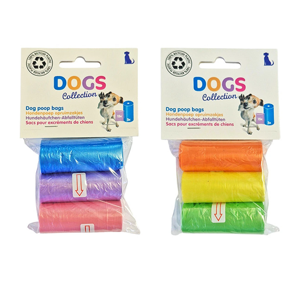 Sacose pentru igiena cainilor la plimbare Dogs 3roleX15buc, 30X23cm