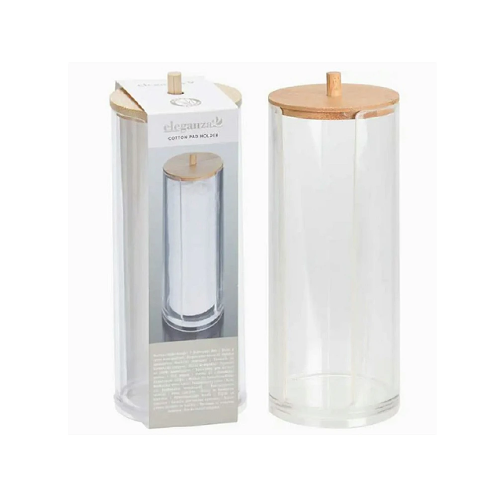Organizator pentru discurilor de vata Eleganza 19X7cm, capac din bambus