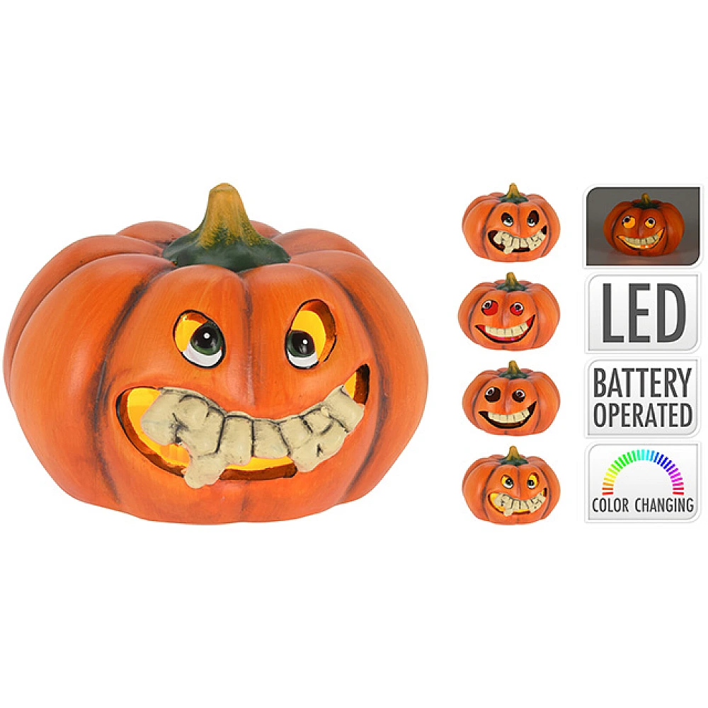 Suvenir LED Halloween Dovleac 12X12cm, ceramica