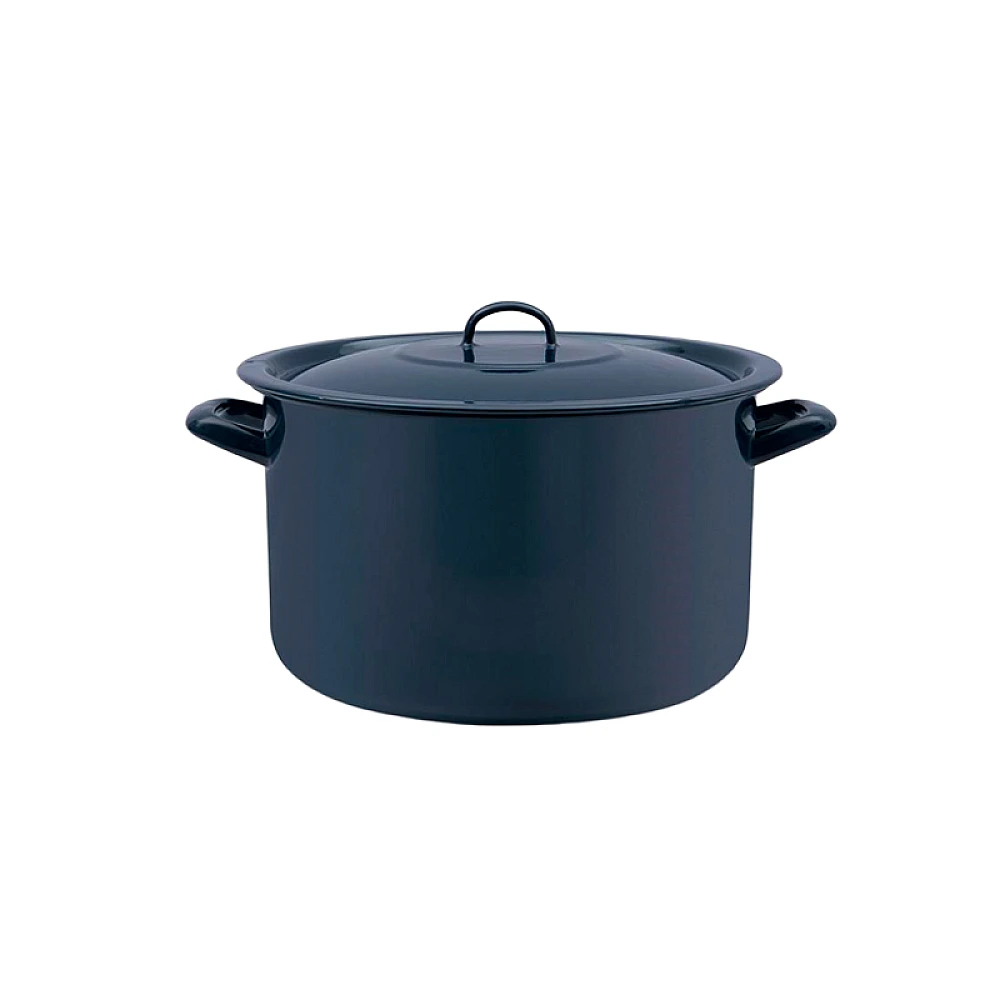 Cratita emailata 32cm, 16l, capac din metal, albastru inchis