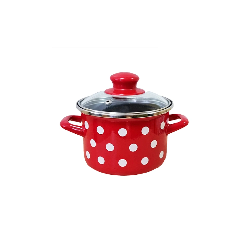 Cratita emailata Clasica 14cm, 1.5l, capac din sticla