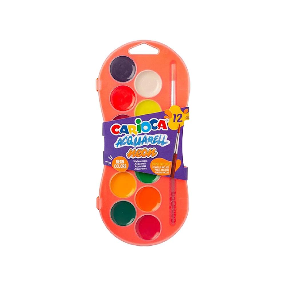 Set vopsele de acuarela Carioca Watercolor Neon 12 buc