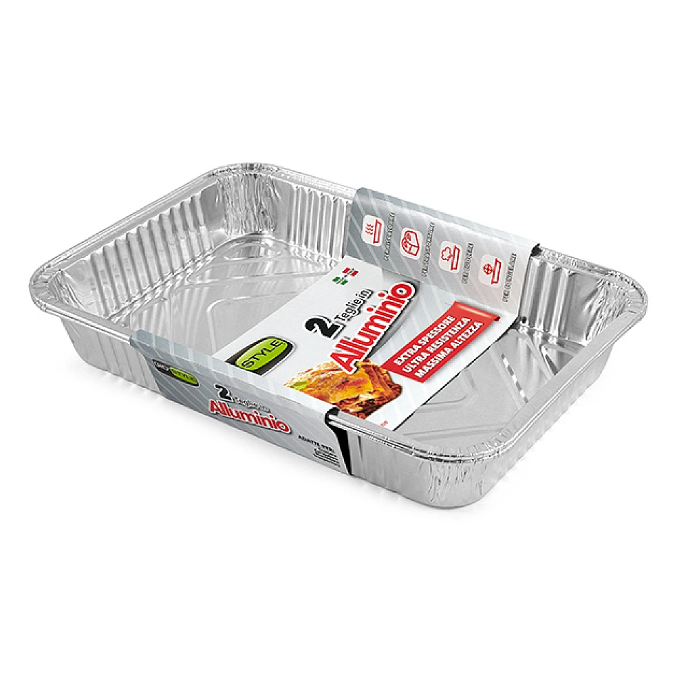 Forme din aluminiu GioStyle 2buc, 110µm, 31X21X4cm, pentru 6 portii