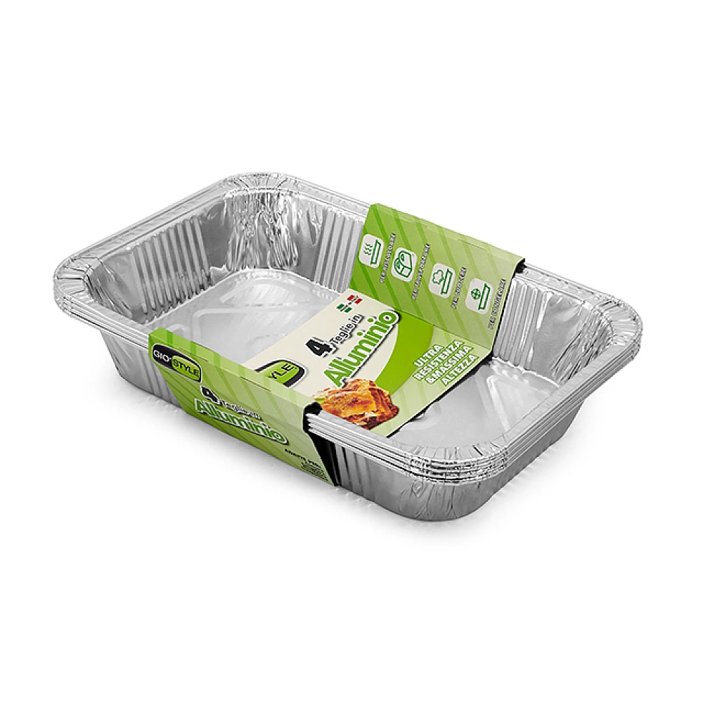 Forme din aluminiu GioStyle 4buc, 75µm, 21X14X4cm, pentru 2 portii