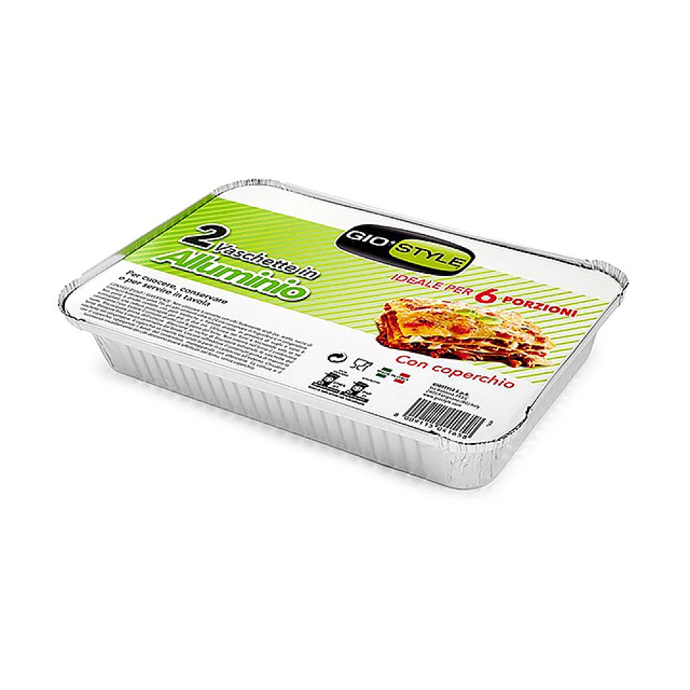 Forme din aluminiu cu capac GioStyle 2buc, 75µm, 31X21X4cm, 6 portii