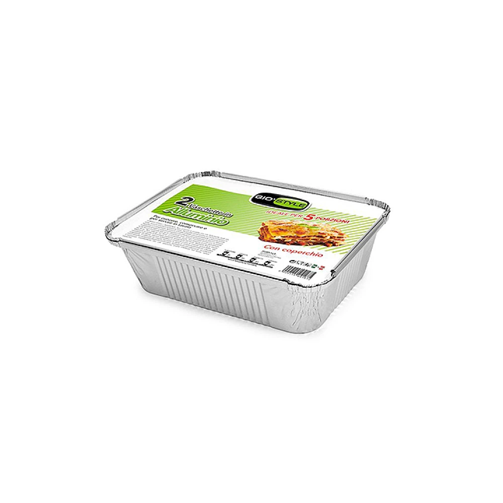 Forme din aluminiu cu capac GioStyle 2buc, 90µm, 26X19X6.5cm, 5portii 