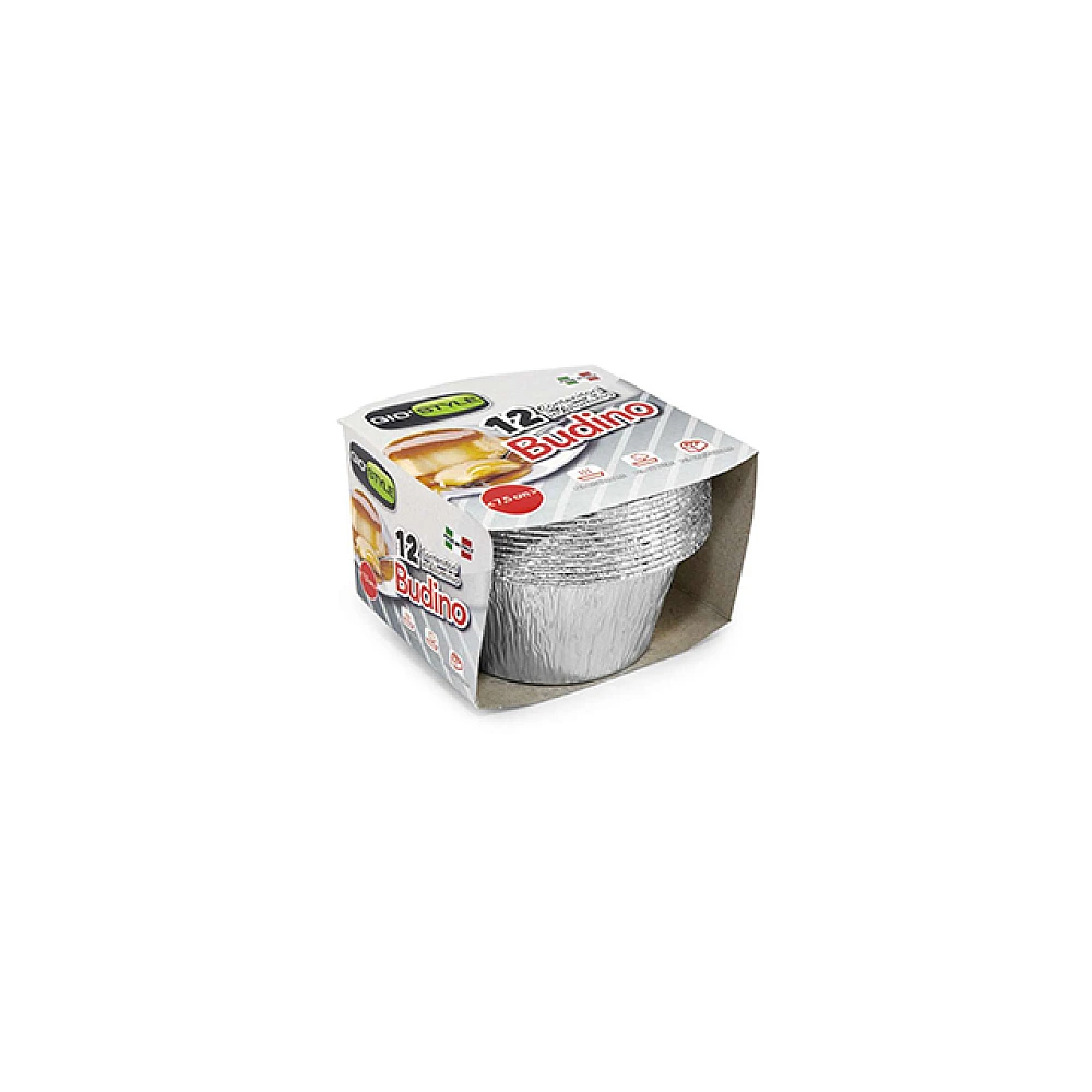Forme din aluminiu GioStyle 12buc, 50µm, D8.5X4cm, pentru budinca