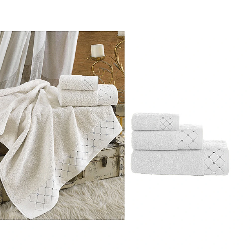 Set prosoape 3buc(30X50, 50X100, 70X140) cm Ellia Soft Georgio White, bumbac