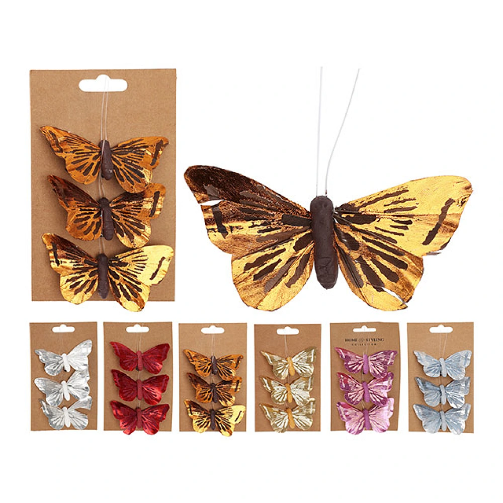 Set de fluturi cu cleme 3buc, 9 cm