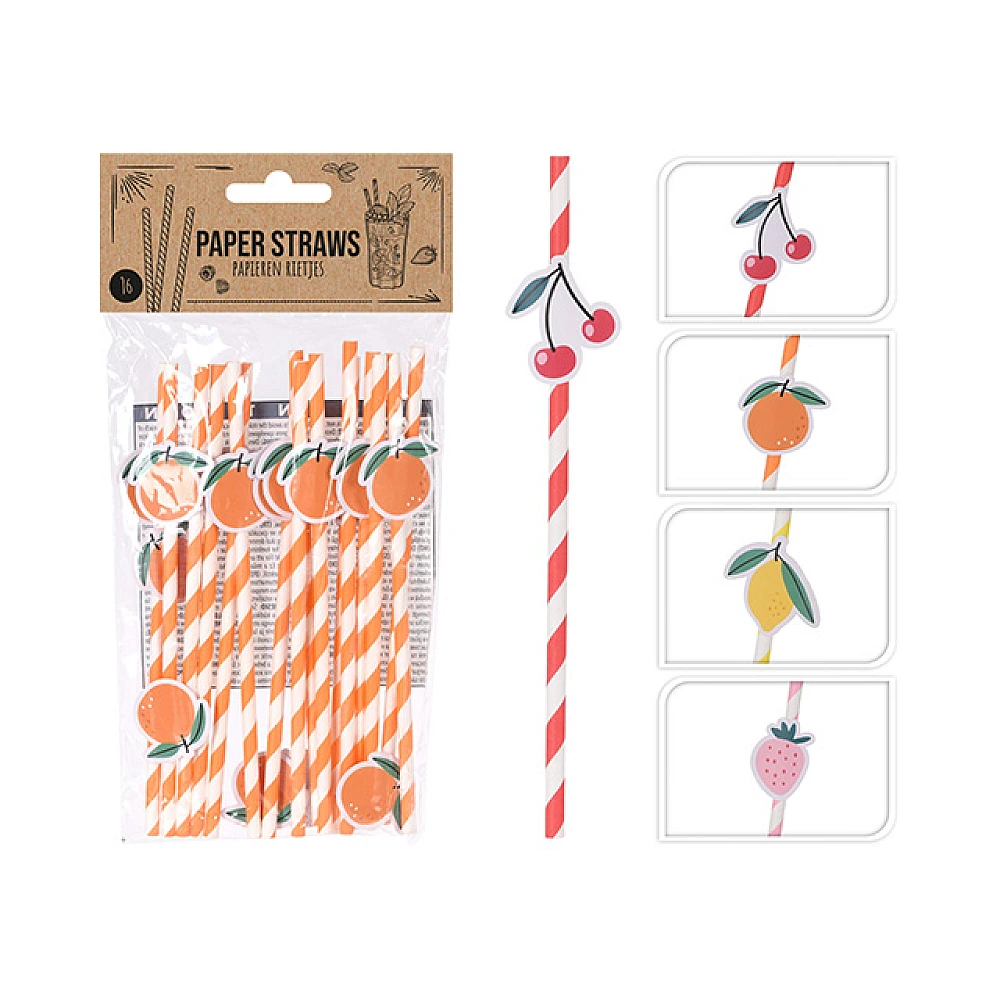 Set paie pentru cocktail 16buc cu figurine 20 cm, hartie