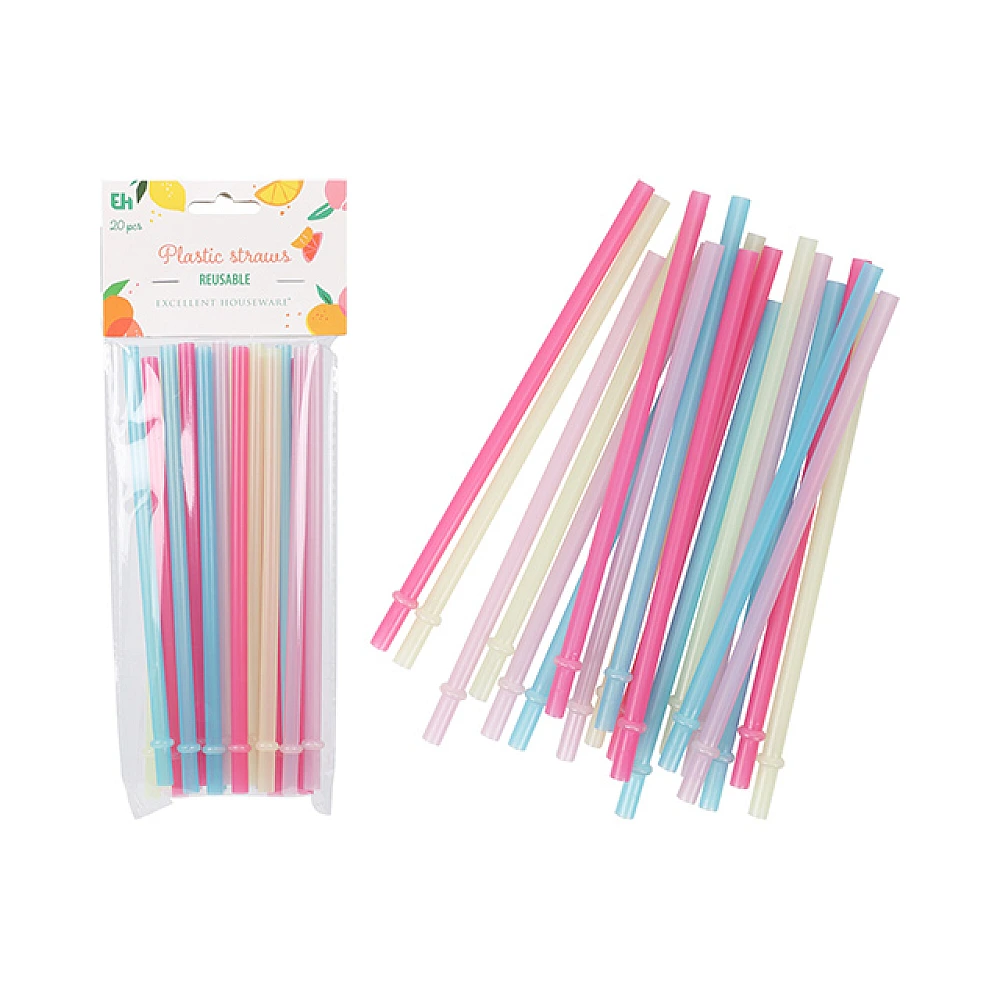 Set paie pentru cocktail 20buc 20 cm, multicolor, plastic