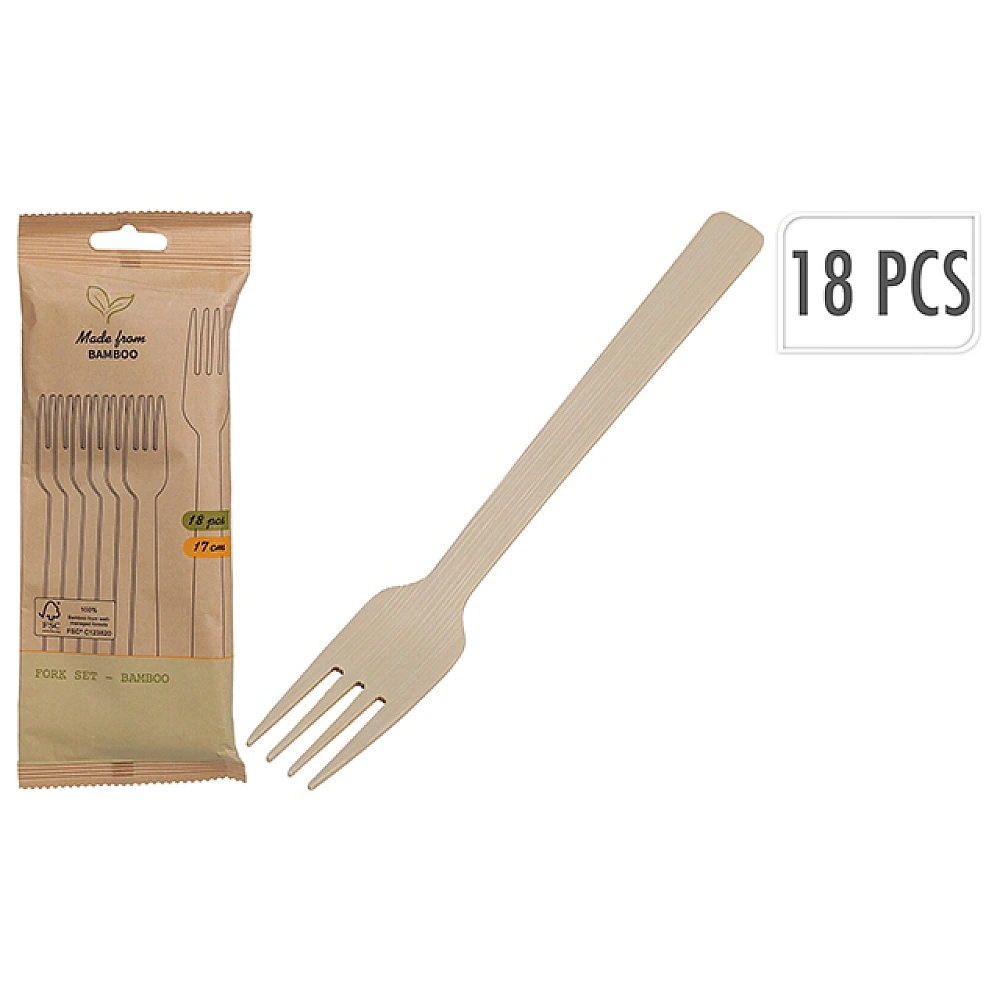 Set furculite 18 buc 17 cm, lemn