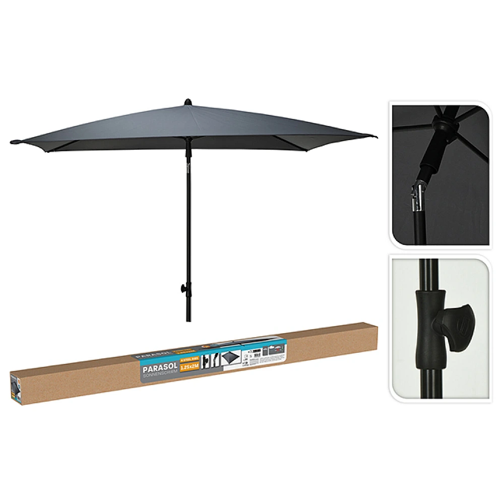 Umbrela de soare, 125X200 cm, 8 spite arcuite, gri