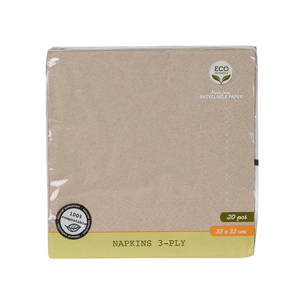 Servetele din hirtie Eco 20 buc 33X33сm, unicolor