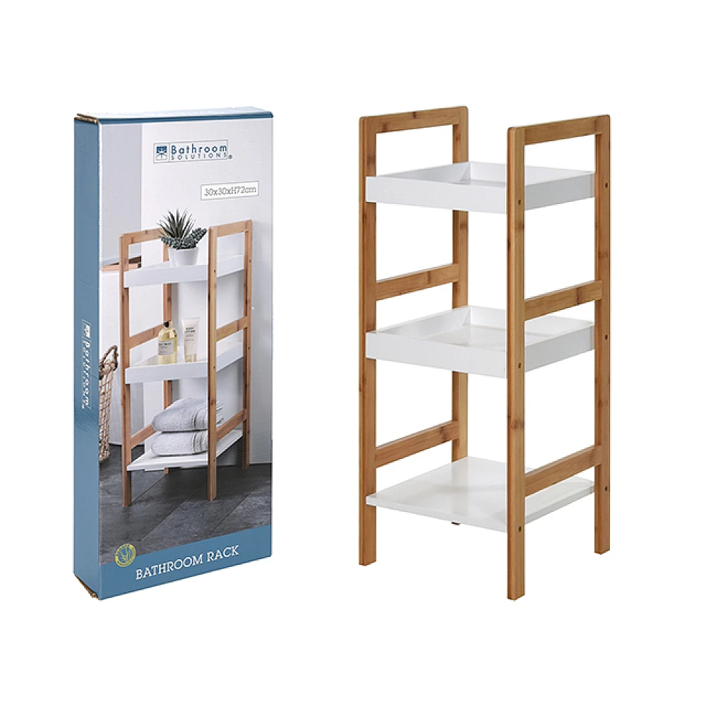 Etajera cu 3 nivele Bathroom 30X30X72cm, bambus
