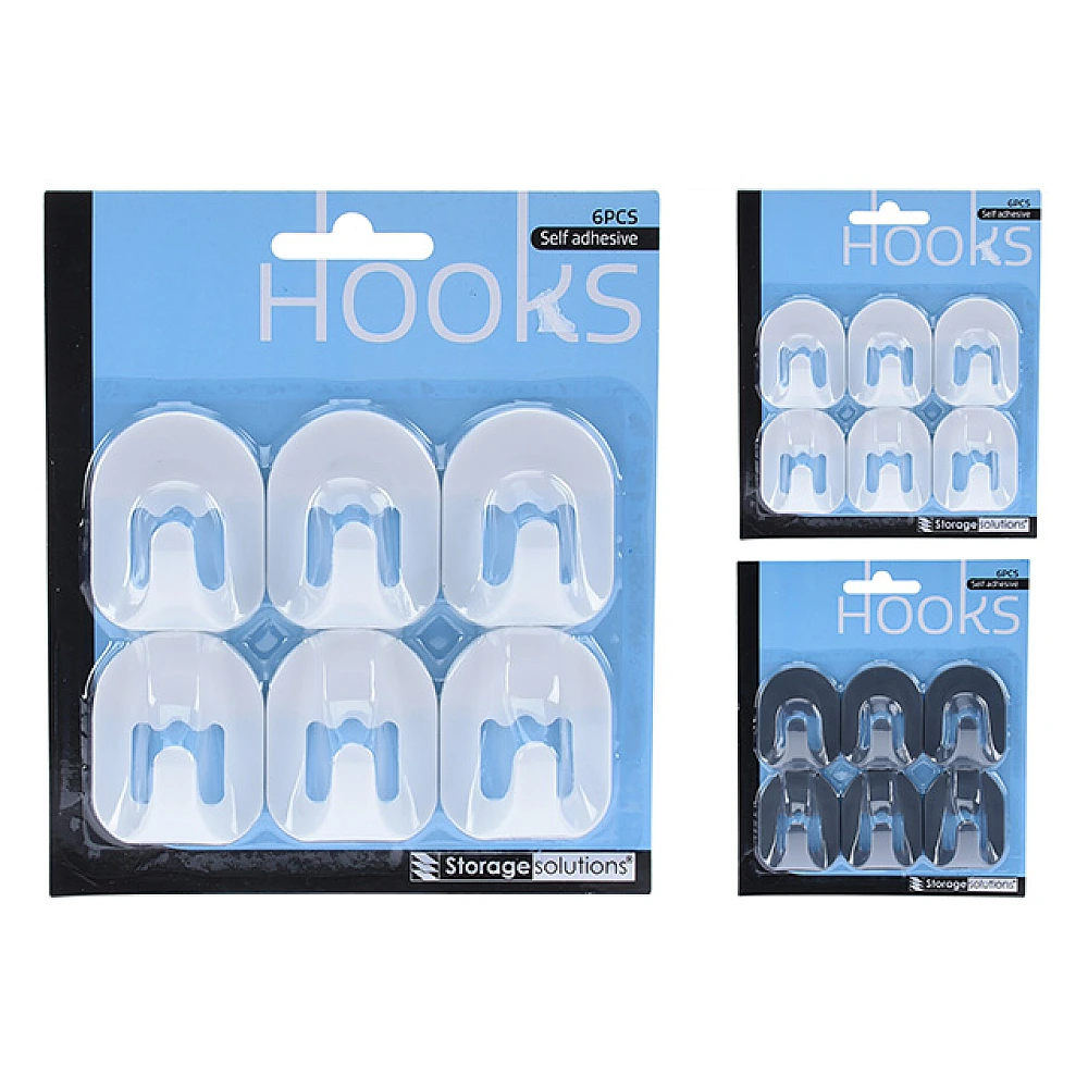 Set cârlige autoadezive Storage 6buc, 5X4cm, din plastic