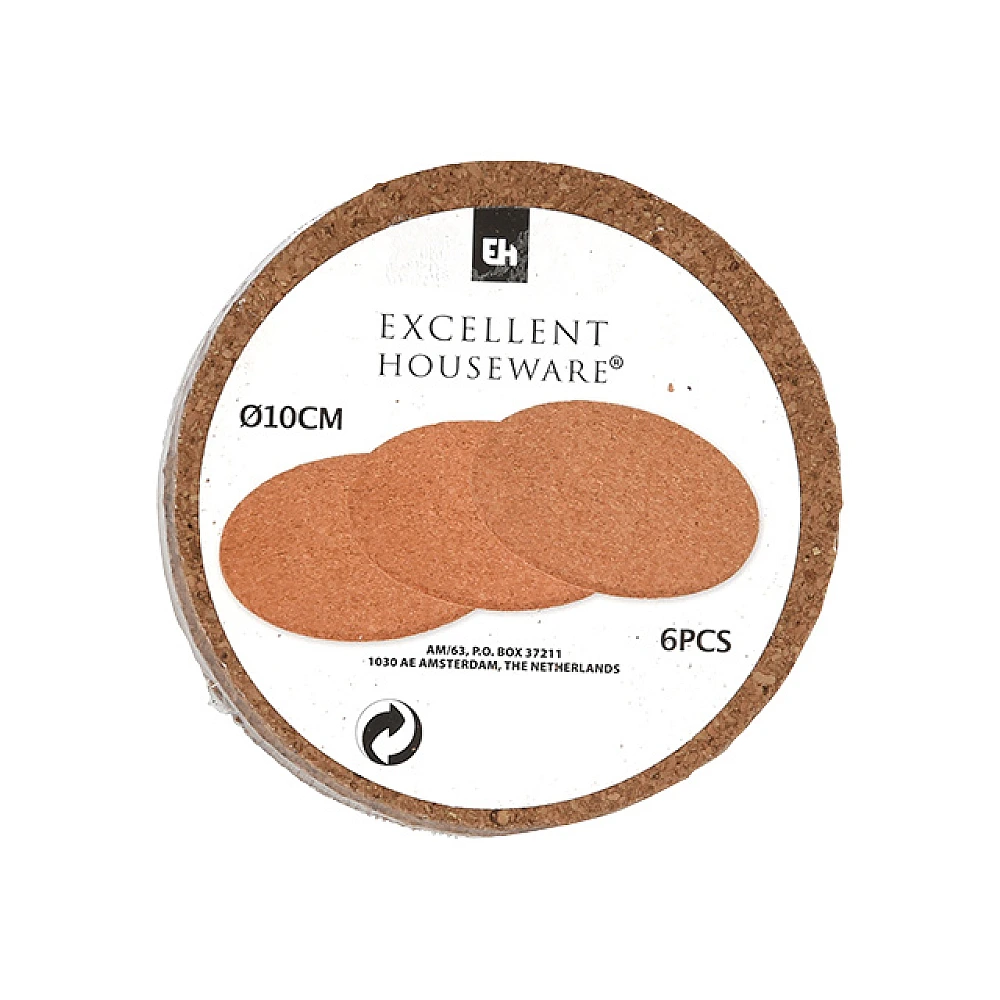 Set suport pentru cani din pluta EH 6buc, D10cm