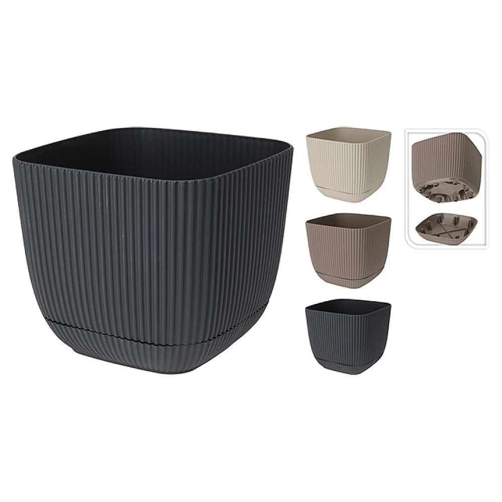 Ghiveci patrat pentru flori cu tava 11X11cm, H9.5cm