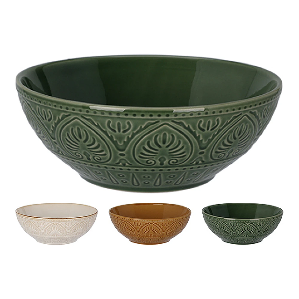 Salatiera din ceramica 20 cm Embossed Leaves