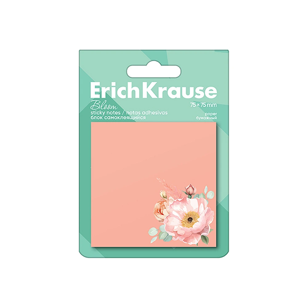 Set Memory Stick ErichKrause Pastel Bloom 75X75mm, 50foi,  piersic cu desen