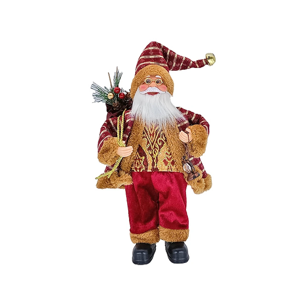 Mos Craciun 30 cm Red&Gold cu cadouri si felinar