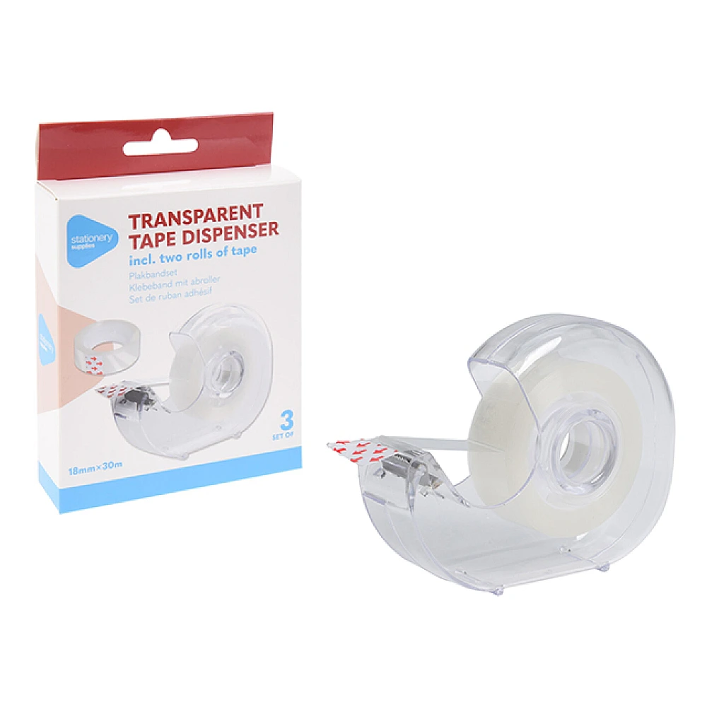 Banda adeziva 30mX18mm în dispenser,  cu 2 benzi 