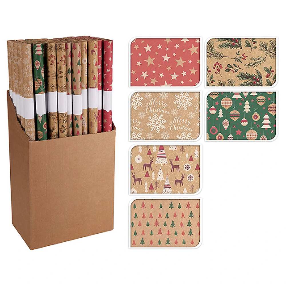 Hartie de ambalaj pentru cadouri 2 m X 70 cm, design de Craciun