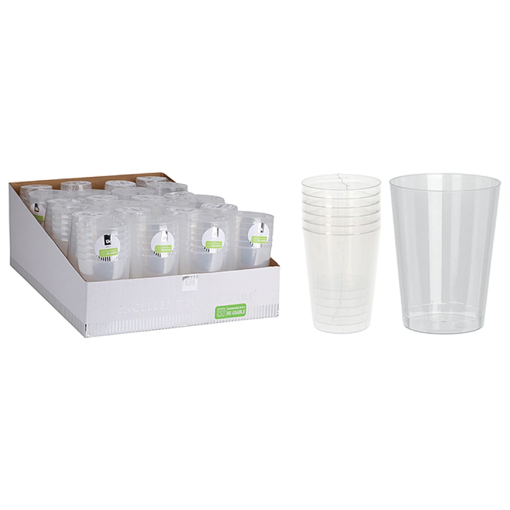 Set de pahare reutilizabile EH 6 bucăți, 280 ml, transparente, plastic