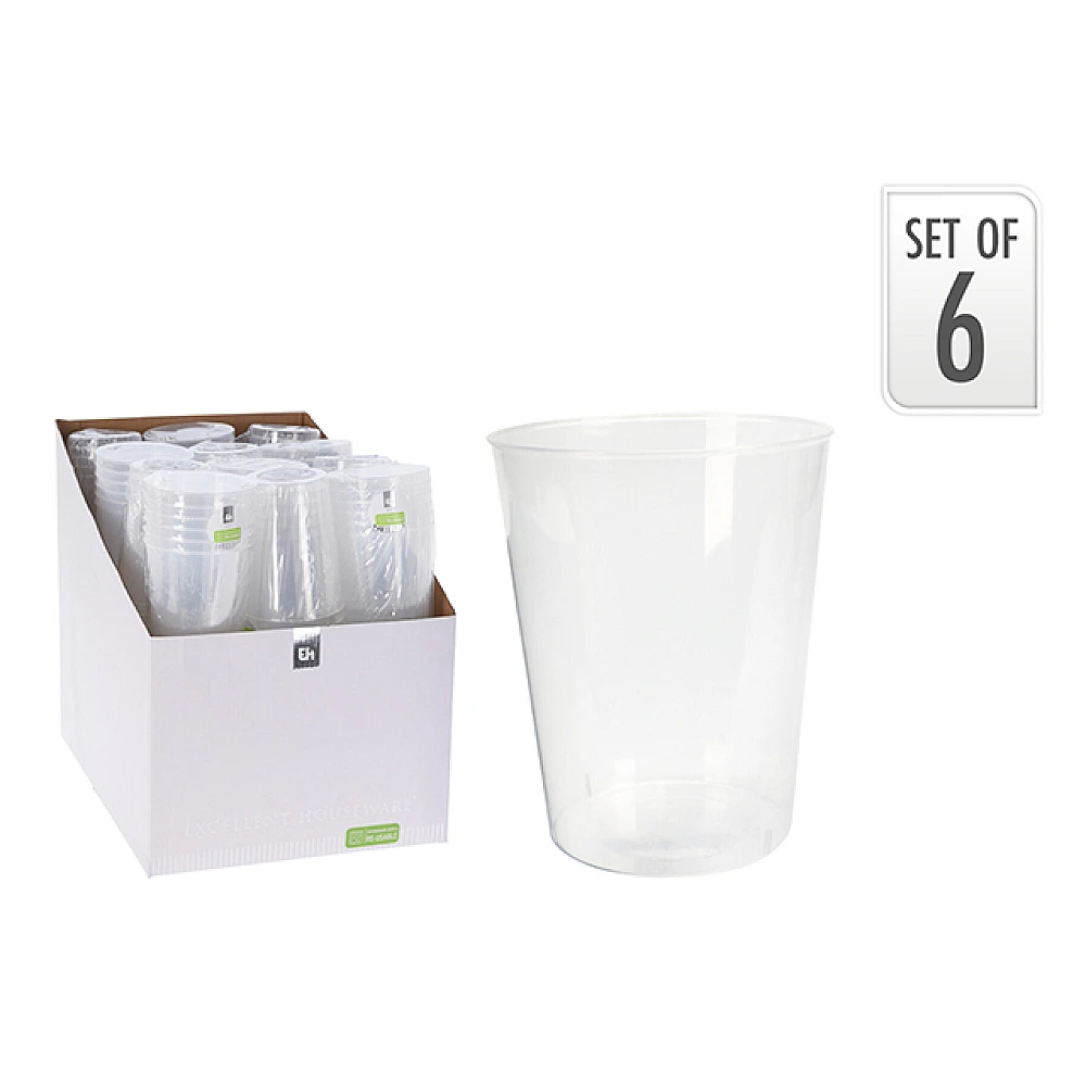 Set pahare reutilizabile EH 6buc 500ml, transparent, plastic
